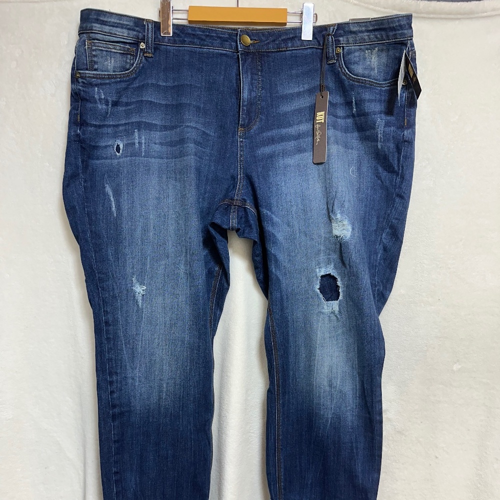 Kut From The Cloth Women's Jeans 24W Blue Adele Slouchy Boyfriend Distressed